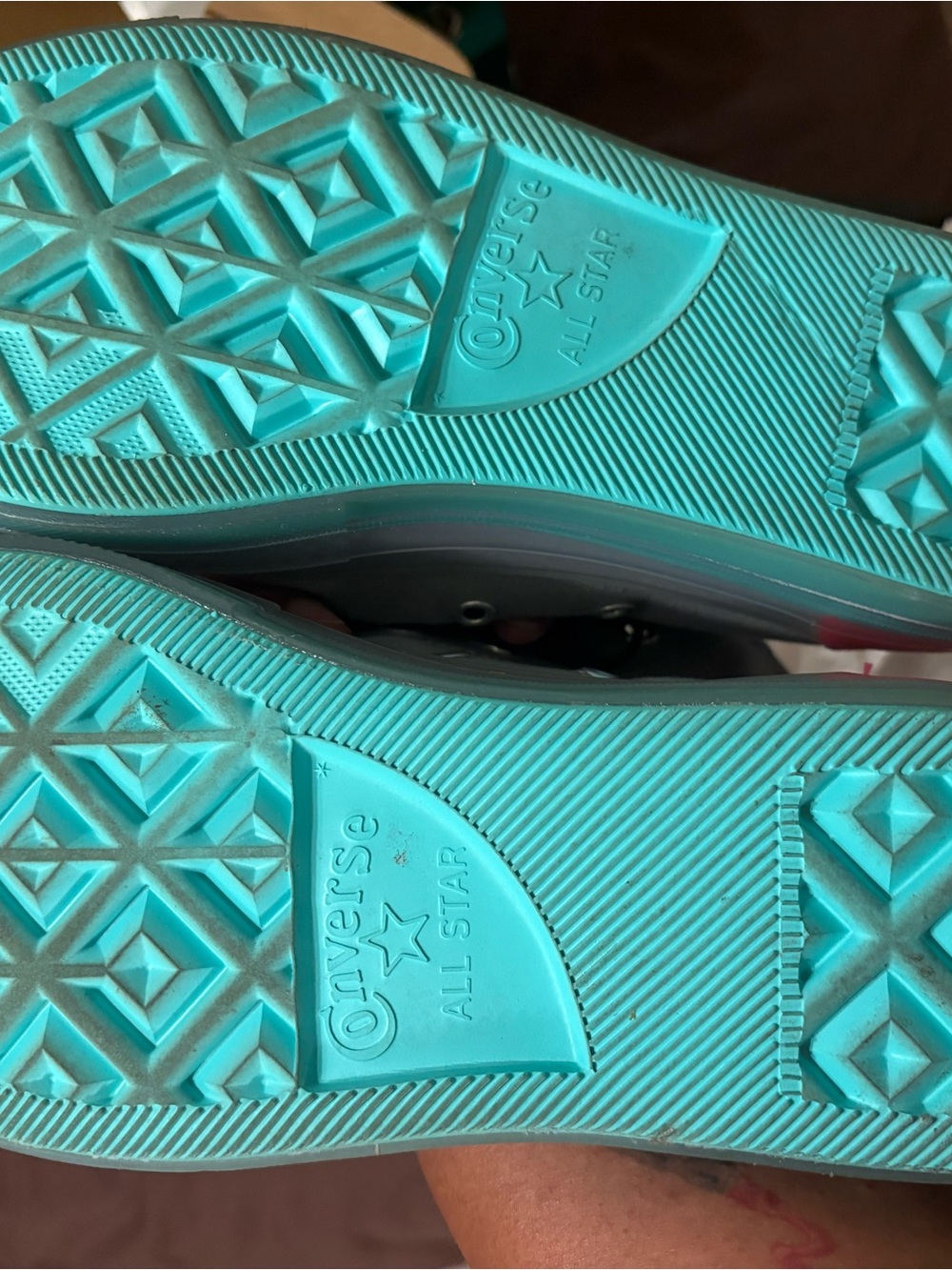 Converse Women's High Top Sneakers - Gray with Aqua and Coral Accents - Picture 5 of 6
